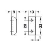 Obrazek Blacha zaczepowa kątowa 33x9mm