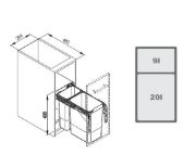 Obrazek Kosz na odpady JC603 300 1x20L+1x9L