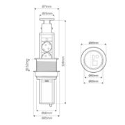 Obrazek LIFT BOX USB aluminium fi60mm 3xschuko 2xUSB