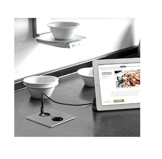 Obrazek Gniazdo Duplex 1xSchuko USB A+C stal nierdzewna