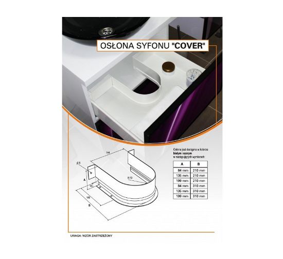 Obrazek Osłona syfonu COVER 84x310 biała