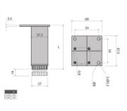 Obrazek Nóżka meblowa kwadratowa H-150 aluminium