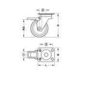 Obrazek Kółko meblowe 25mm z hamulcem skrętne czarne