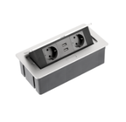 Obrazek Przedłużacz biurkowy SOFT 2xschuko USB 2,1A alu.